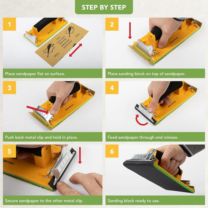 BLOSTM Schleifpapier-Sortiment mit Schleifklotz – Körnung 120 bis 7000, 48 Stück, Grob bis Fein Schl