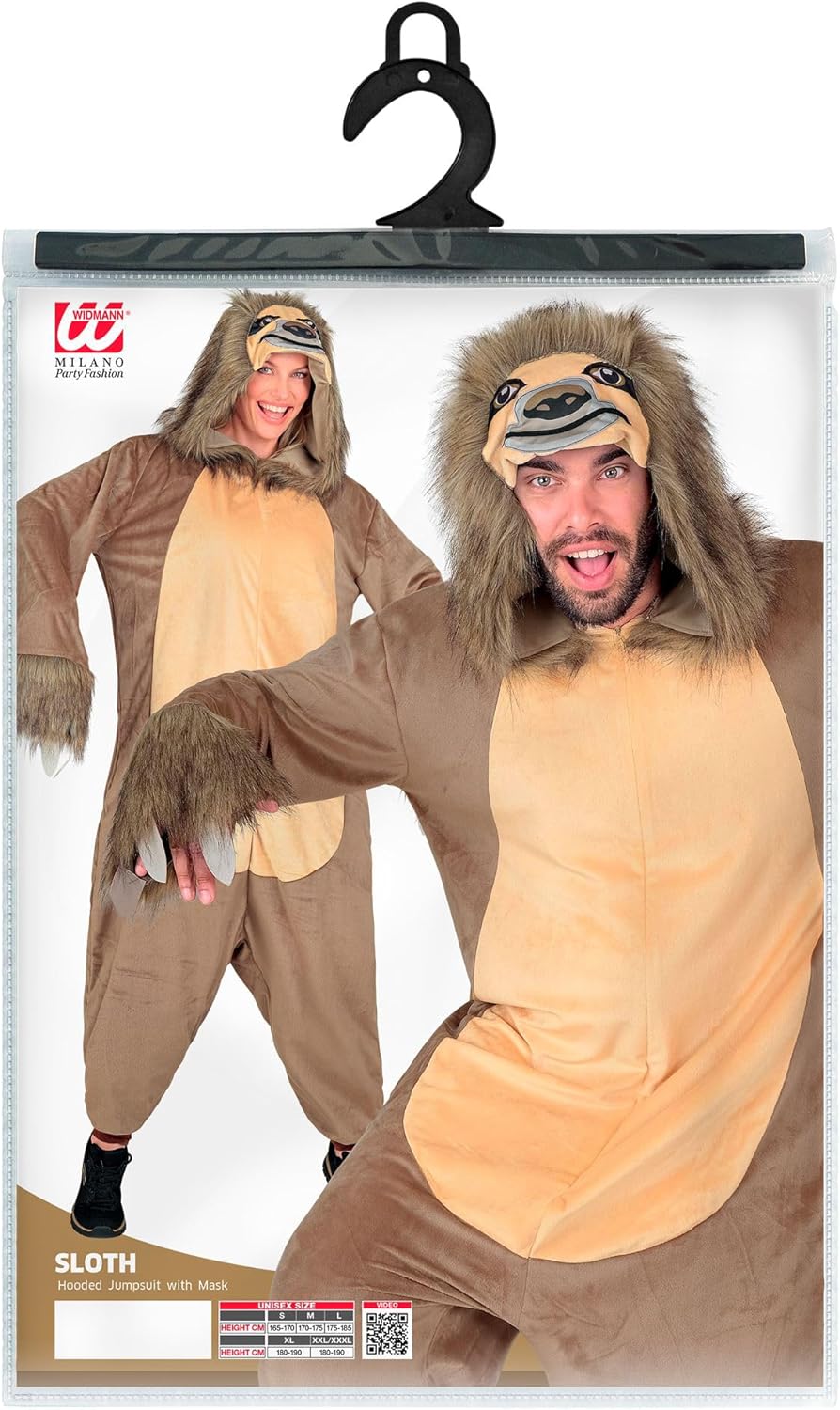 W WIDMANN MILANO Party Fashion - Tier Overall für Erwachsene, weicher Plüsch Jumpsuit mit Kapuze, Ti