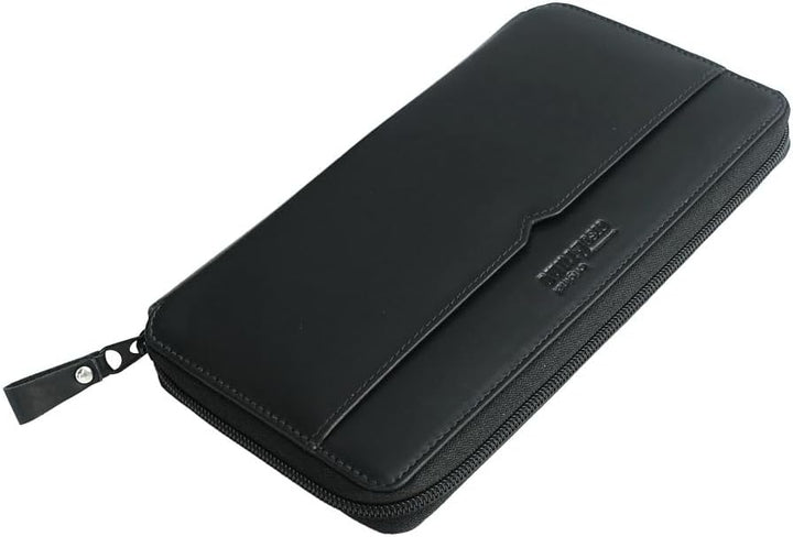 stilvoller Reise-Organizer Leder, Reisepass-Tasche Leder schwarz Reise-Passhülle, Reisemappe, Dokume