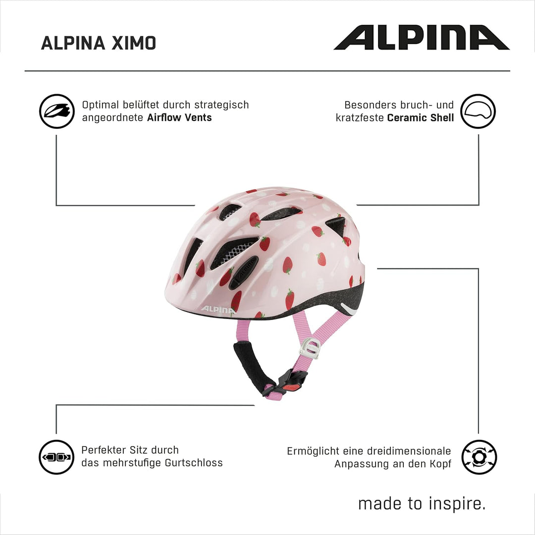 ALPINA XIMO - Leichter, Sicherer & Bruchfester Fahrradhelm Mit Optionalen LED-Licht Für Kinder straw