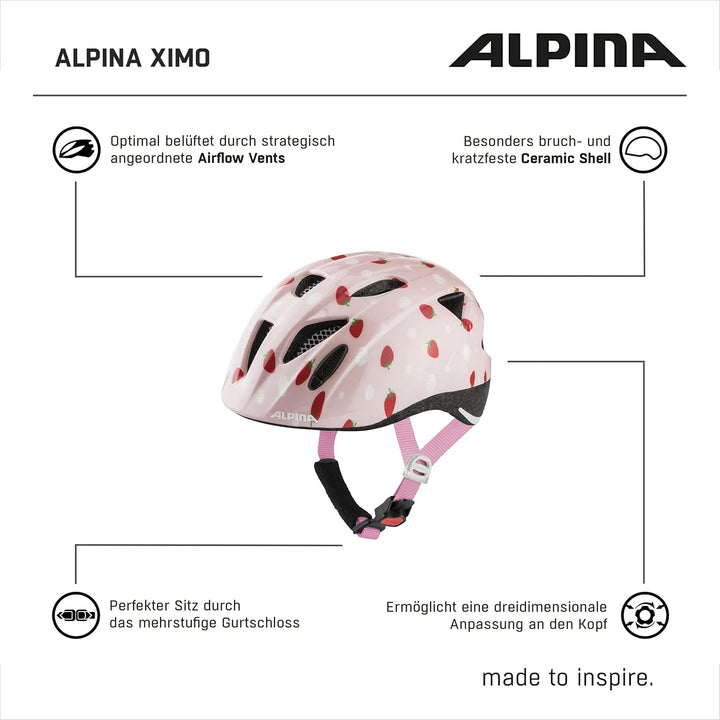 ALPINA XIMO - Leichter, Sicherer & Bruchfester Fahrradhelm Mit Optionalen LED-Licht Für Kinder straw