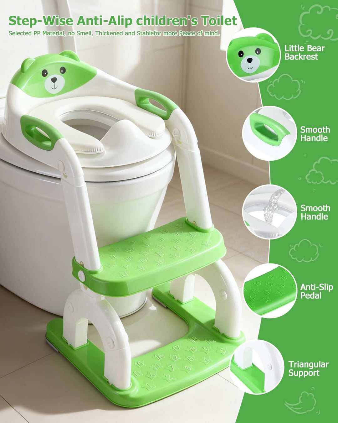 2-in-1 Toilettensitz Kinder mit Treppe, Upgraded WC Aufsatz für Kinder für Jungen und Mädchen, Toile
