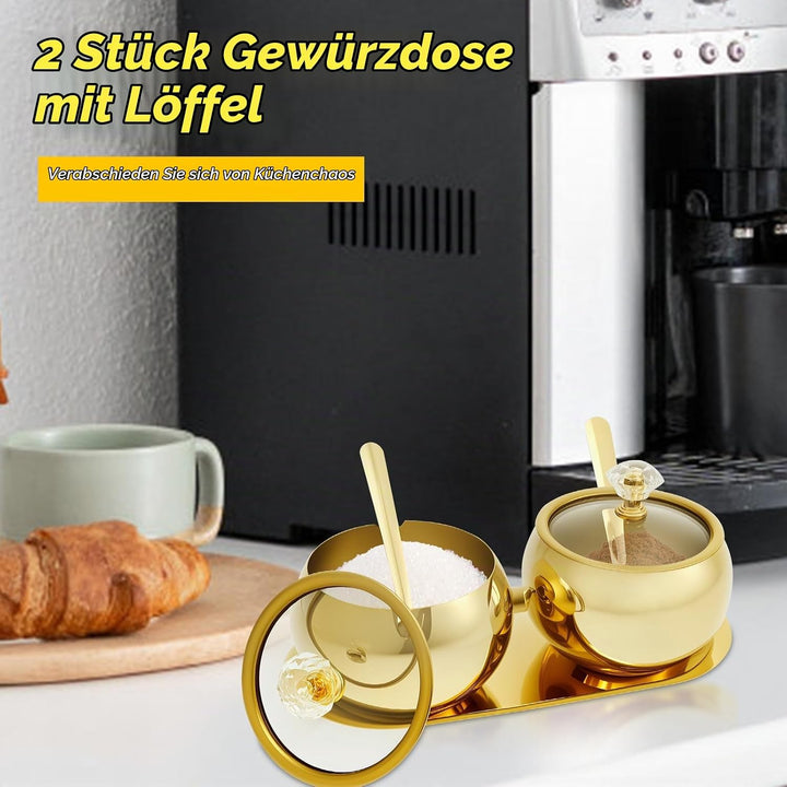 Gewürzgläser 304 Edelstahl,Gewürzdosen mit Löffel,Gewürzstreuer,Gewürzbehälter,Spice Jars für Salz,Z