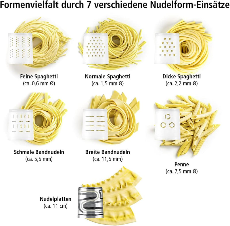 ROMMELSBACHER Elektrische Nudelmaschine PM 220 – bis zu 800 g , integrierte Waage, gesteuerte Wasser