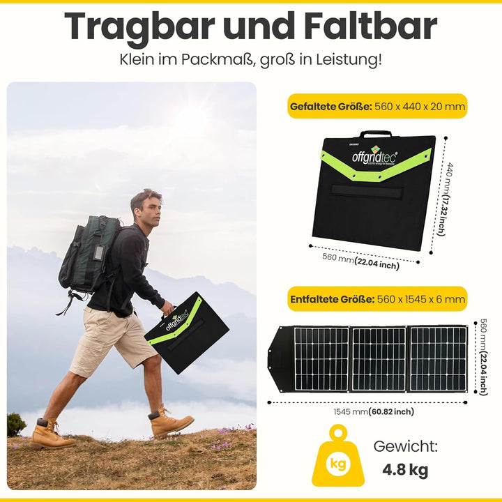 Offgridtec© FSP-2 135W Faltbares Solarmodul mit hoch effektiven Solarzellen ohne Laderegler mit prak