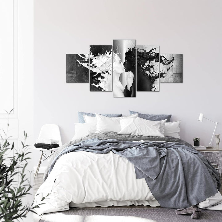 Runa Art - Bilder Milk und Coffee 200 x 100 cm 5 Teilig XXL Wanddekoration Design Schwarz Weiss 0050