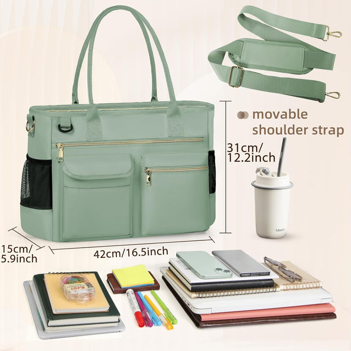 RAINSMORE Lehrertasche Damen Gross Laptoptasche 15.6 Zoll Arbeitstasche mit Isolierter Tasche Uni Kr