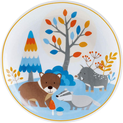 Puresigns FRIENDS Kindergeschirr Set 7-teilig - Langlebiges Design mit Waldtieren - Dachs, Bär & Wil