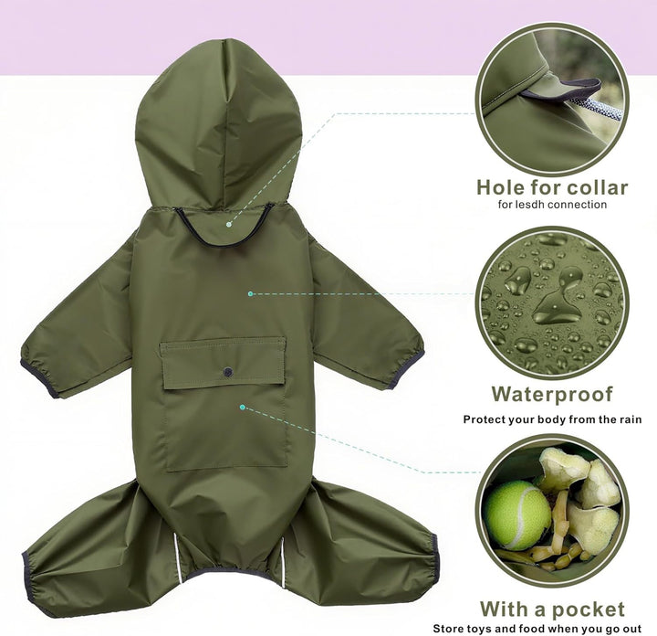 Idepet Regenmantel für Hunde Regenjacke Hund Winddicht Wasserdicht Hundamantel mit Kapuze für kleine