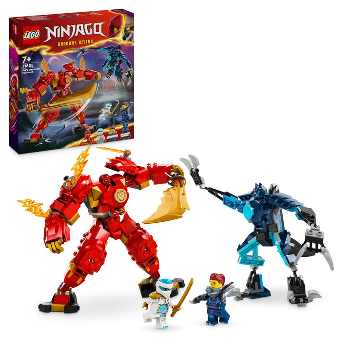 LEGO NINJAGO Kais Feuermech, Actionfiguren-Spielzeug für Kinder mit roter Mech-Figur zum Umgestalten