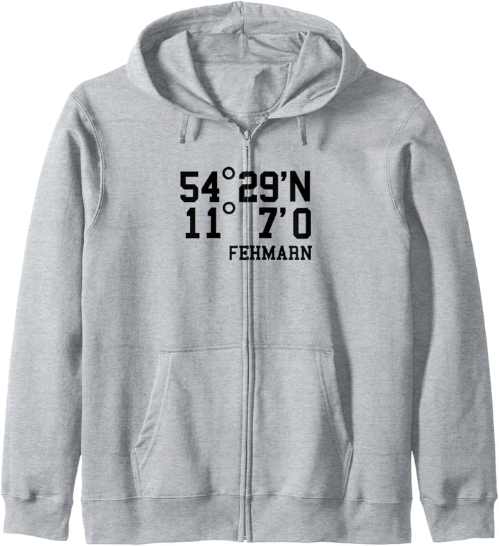 Fehmarn Koordinaten Möwe Insel Urlaub Geschenk Idee Kapuzenjacke