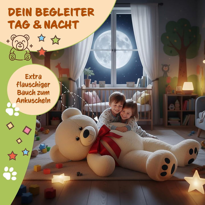 monzana® Teddybär L - XXXL 50-175cm Weiches Fell Schleife Tatzendruck Geschenk Plüschtier Kuscheltie