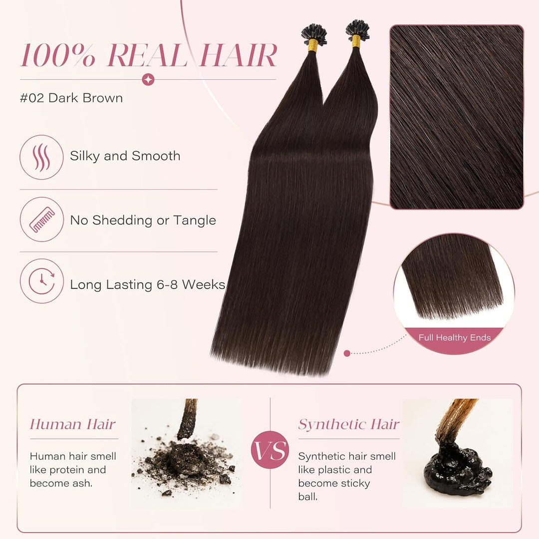 Elailite U-Tip Echthaar Bonding Extensions Haarverlängerung Keratin Haarverlängerung Haar Glatt 14&