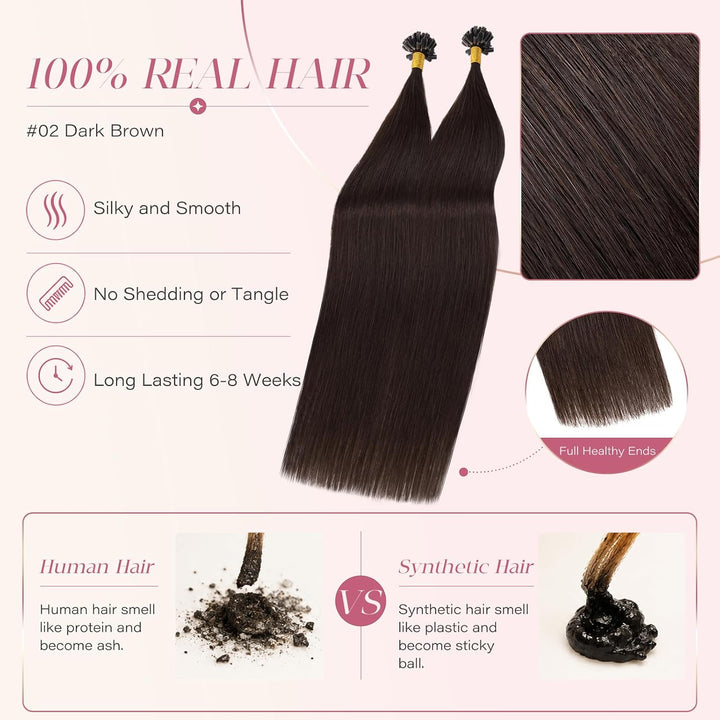 Elailite U-Tip Echthaar Bonding Extensions Haarverlängerung Keratin Haarverlängerung Haar Glatt 14&