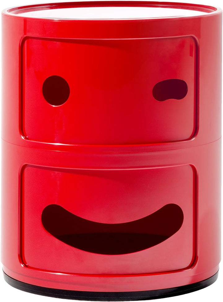 Kartell Componibili Container zwinkernd, Kunststoff, Rot, 32 x 32 x 40 cm 2-fächer Smile Rot Zwinker