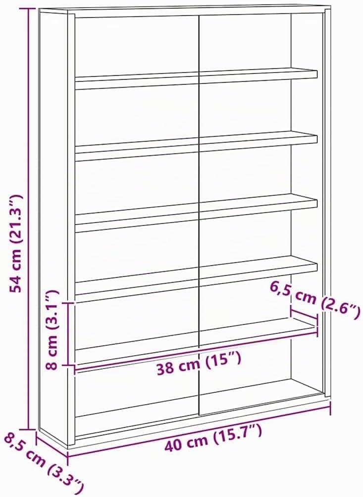 vidaXL Holz-Sammelvitrine mit Regal Braun 40 x 8,5 x 54 cm Sperrholz, Wohnzimmeraufbewahrung, Modern