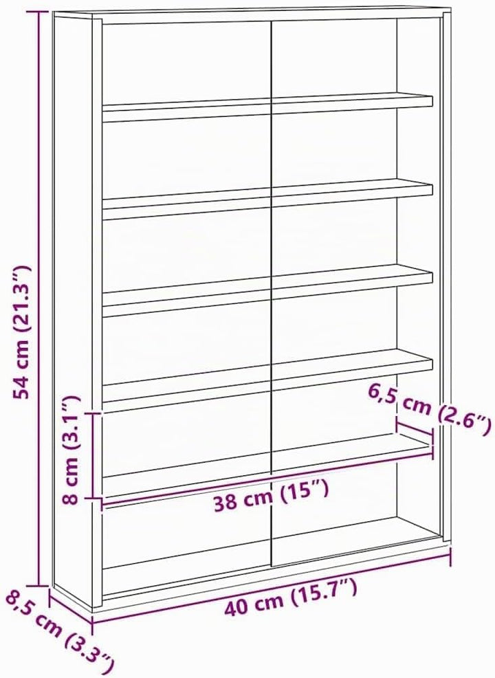 vidaXL Holz-Sammelvitrine mit Regal Braun 40 x 8,5 x 54 cm Sperrholz, Wohnzimmeraufbewahrung, Modern