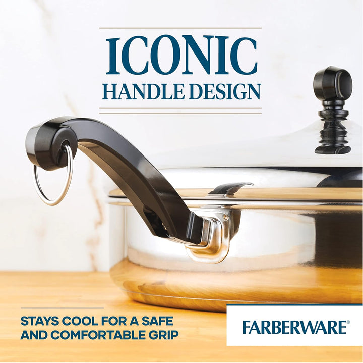 Farberware Klassische Sautepfanne/Bratpfanne/Bratpfanne mit Deckel und Helfergriff, 4,5 Quart, Silbe