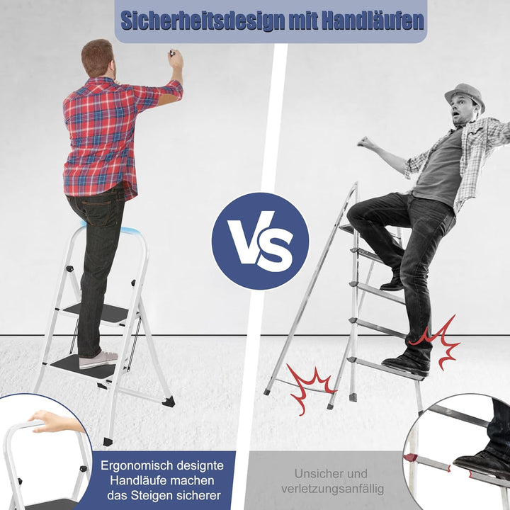 YRHome 2 Stufen Klappbar Trittleiter Leiter Tritthocker Klapptrittleiter mit breitem rutschfeste Ped