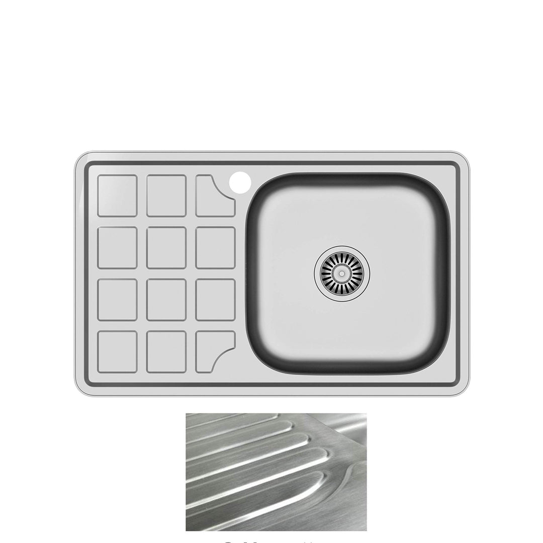 VBChome Einbauspüle 78x48 Satinstruktur ab 50er Unterschrank Edelstahl Küchenspüle Spüle Ablagefläch
