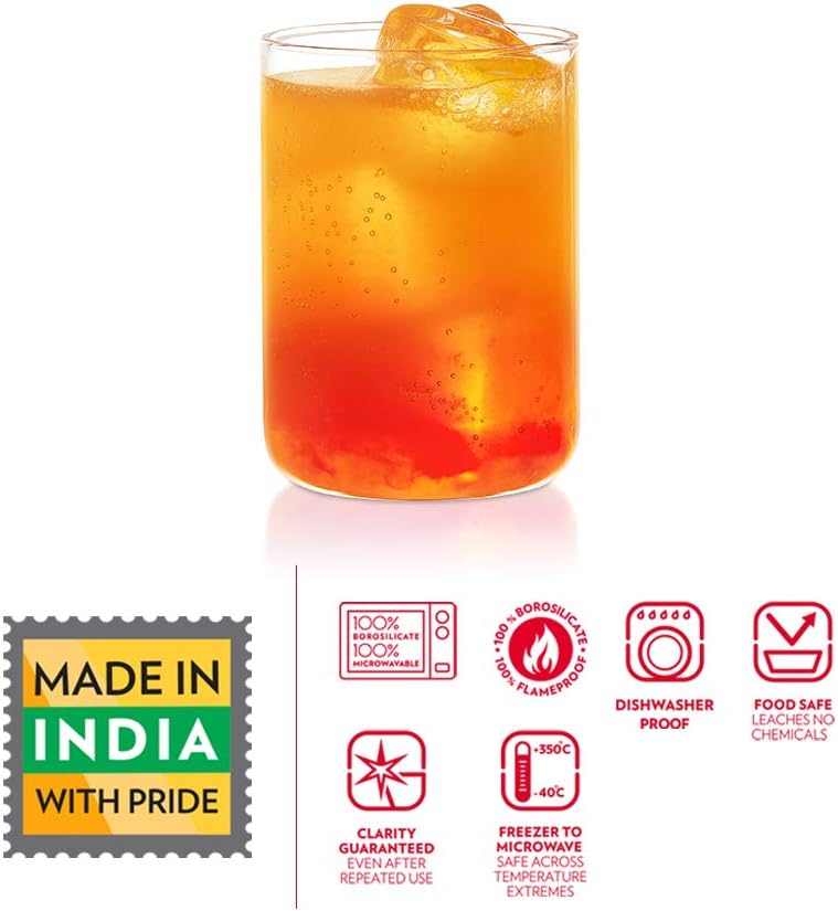 Borosil Radius Glas-Set, 295 ml, 4-teilig, transparent Set of 4, Set of 4