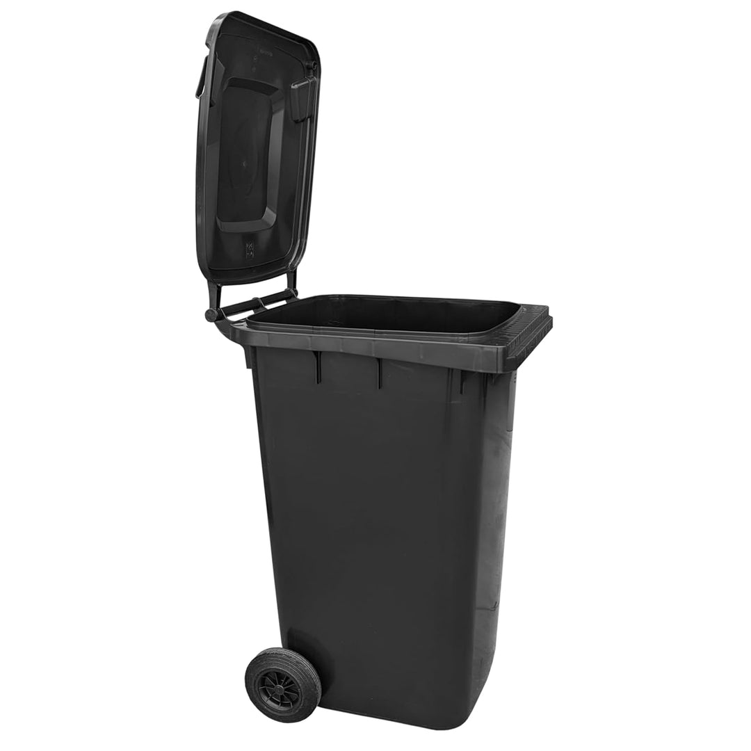 plasteo 240 Liter Graue Mülltonne – Robuster Abfallbehälter für Mülltrennung – Wetterfest & Langlebi