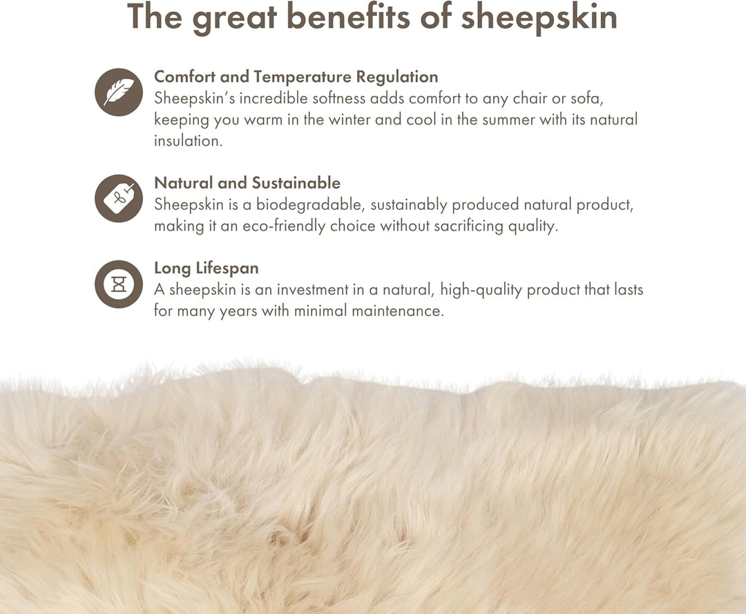 Nordic Sheep Lammfell Sitzauflage 40x40 cm, 4er Pack, Beige | Echtes Lammfell auf einer Seite, ideal