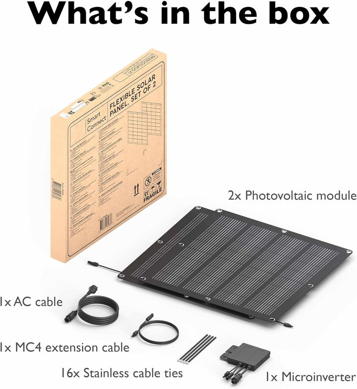 Solarpanel Set 110W, Semi-Flexibel & Leicht Balkonkraftwerk, Smart Monitoring per App, für Balkon &