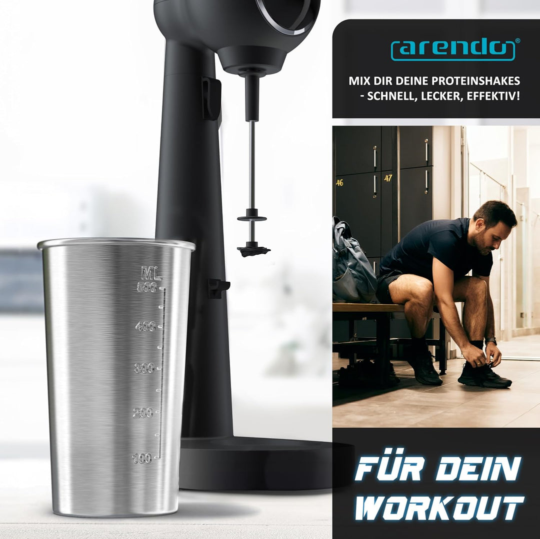Arendo - Drink Mixer - Eiweiss Shaker - Getränkemixer - elektrischer Standmixer - 500 ml Becher - 22
