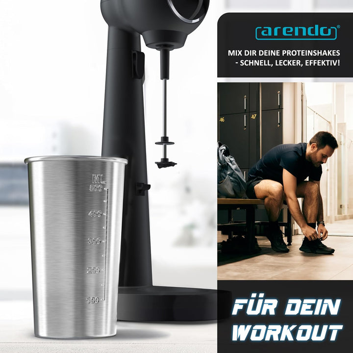 Arendo - Drink Mixer - Eiweiss Shaker - Getränkemixer - elektrischer Standmixer - 500 ml Becher - 22