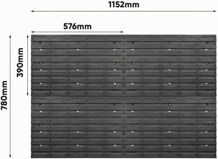 Werkzeugwand Stapelboxen 1152 x 780 mm - Lagersystem SET Werkzeughaltern und 34 Stück Box - Wandrega