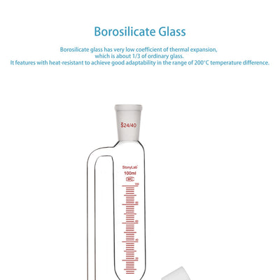 stonylab Graduierter Druckausgleichs Zusatztrichter, Borosilikatglas Tropftrichter mit 24/40 Gelenk