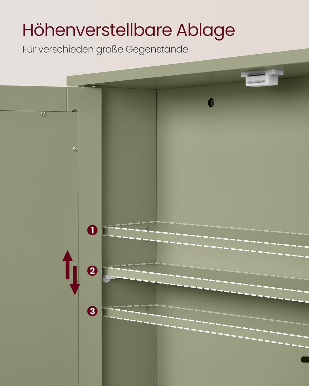 VASAGLE Spiegelschrank, Badschrank, Wandschrank, Hängeschrank mit 2 Spiegeltüren und offenem Fach, v