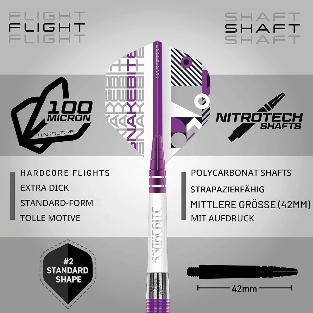 RED DRAGON Peter Wright Snakebite PL15 Medusa Professional Tungsten Darts Set with Flights and Stems