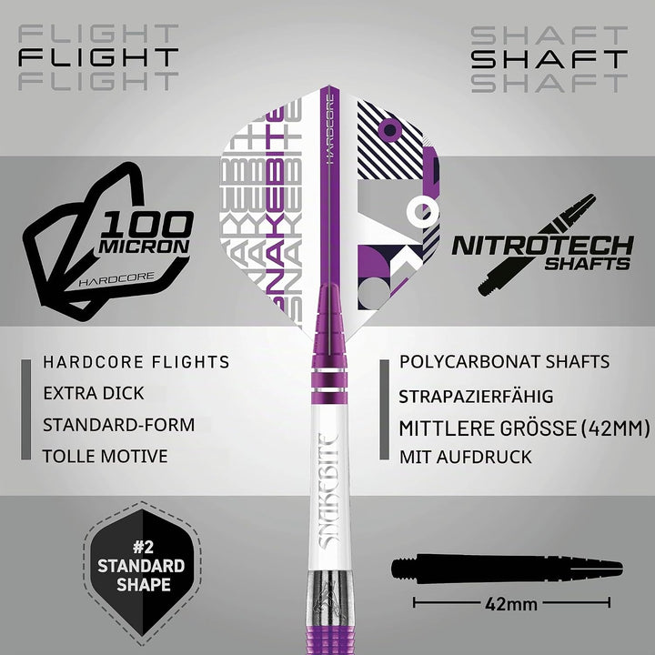 RED DRAGON Peter Wright Snakebite PL15 Medusa Professional Tungsten Darts Set with Flights and Stems