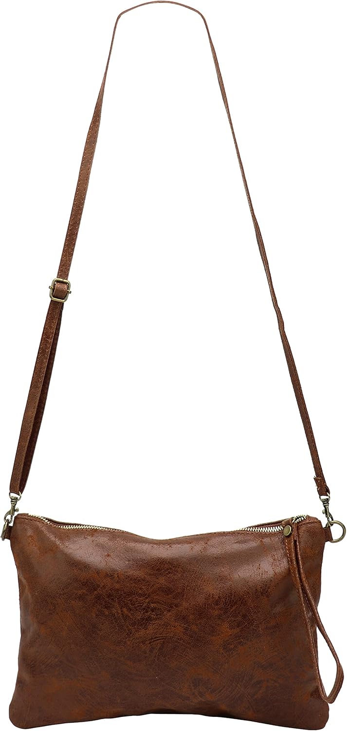 SH Leder Echtleder Umhängetasche Clutch im vintage look mittelgross Tasche Abendtasche 33x22cm Clara