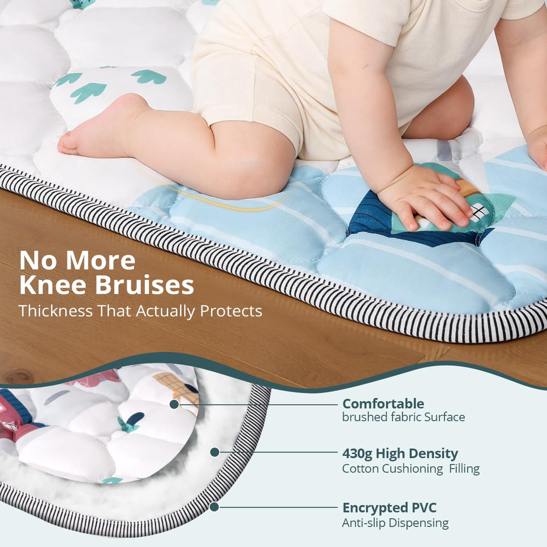 COMOMY Krabbelmatte Baby 127x127 cm, Extra Dicke und Weiche Spielmatte Baby Faltbar, Rutschfeste Sch