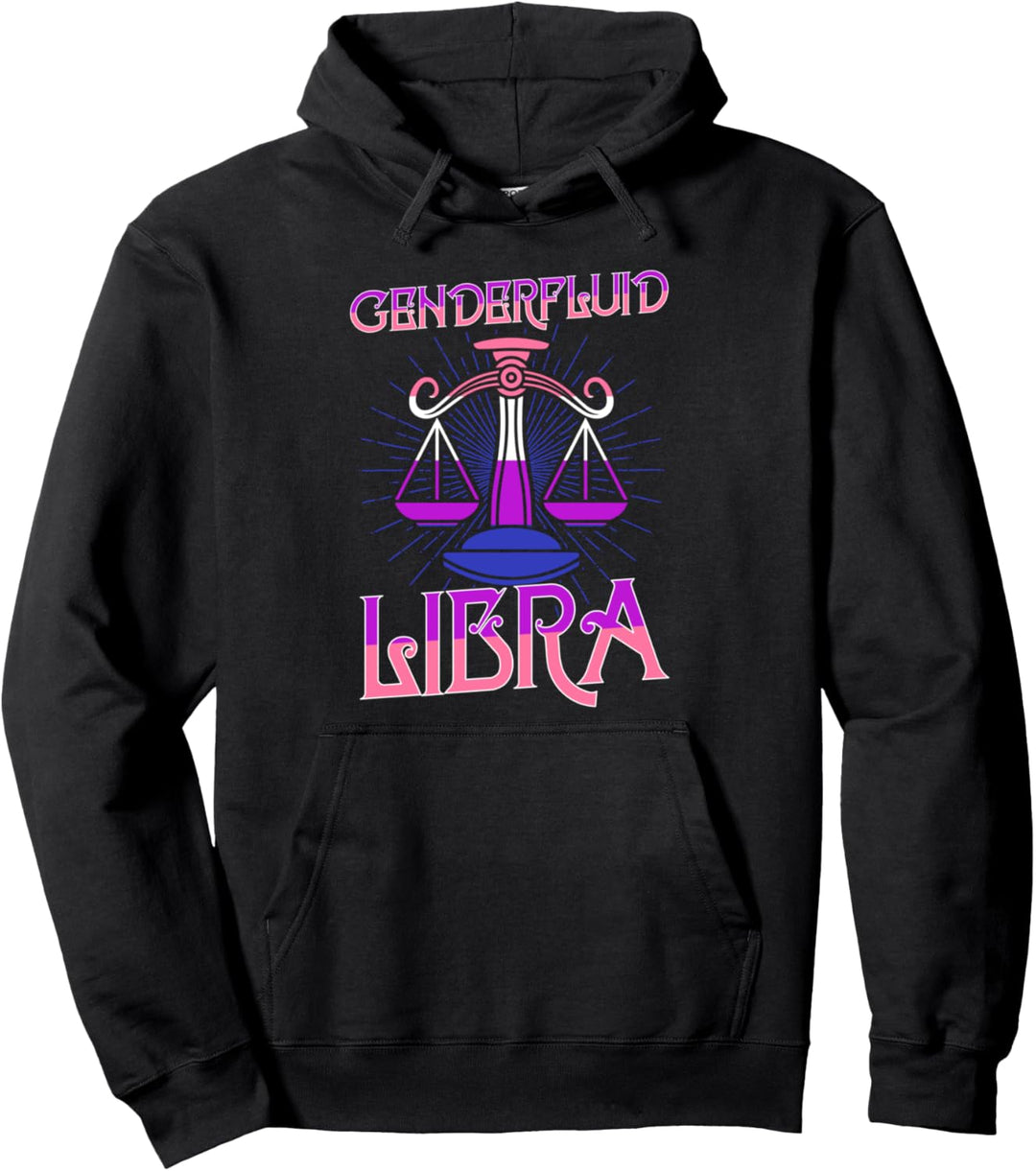 Genderfluid Libra Zodiac Sign Birthday Horoscope Pullover Hoodie
