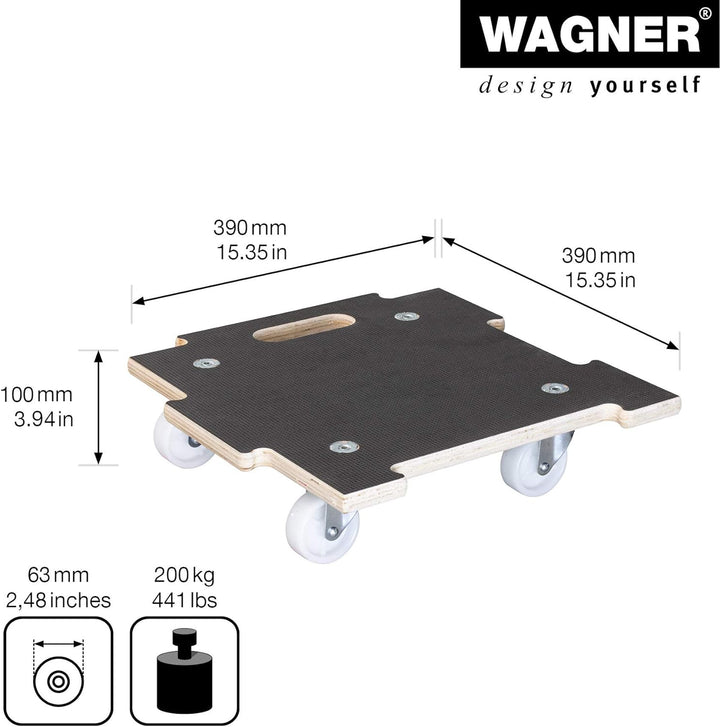 Wagner Pflanzenroller Maxigrip 39 x 39 x 10 cm I Kübelroller f. Aussenbereich + Innenbereich I Trans