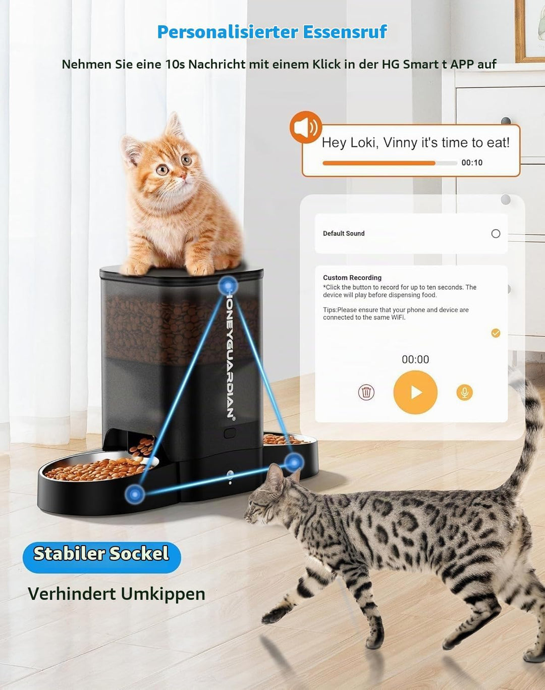 Futterautomat für 2 Katzen und Hunde mit APP, 5G WLAN Katzen Futterautomaten und Timer, 5L Automatis