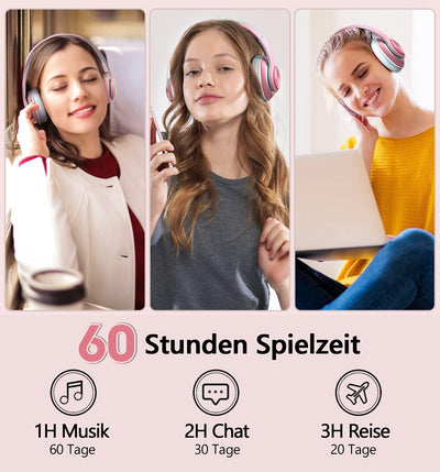 Lankey Sound Kopfhörer Kabellos Bluetooth, 60 Stunden Spielzeit, Leichter Bluetooth Kopfhörer Over E