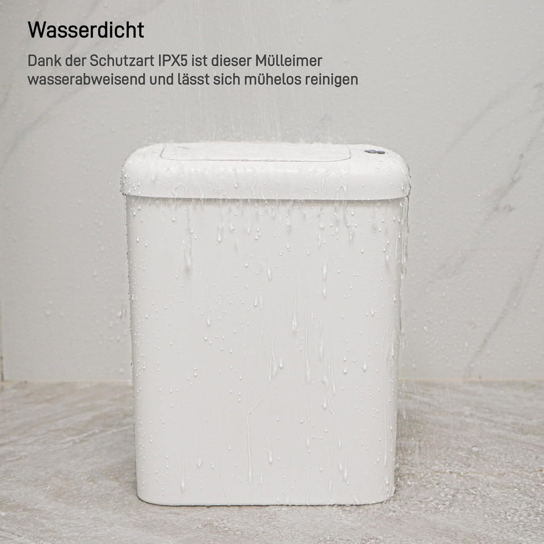 EKO Automatischer Badezimmer-Mülleimer mit Deckel, 10L Schlanker Sensor Abfalleimer, Wasserdichter B