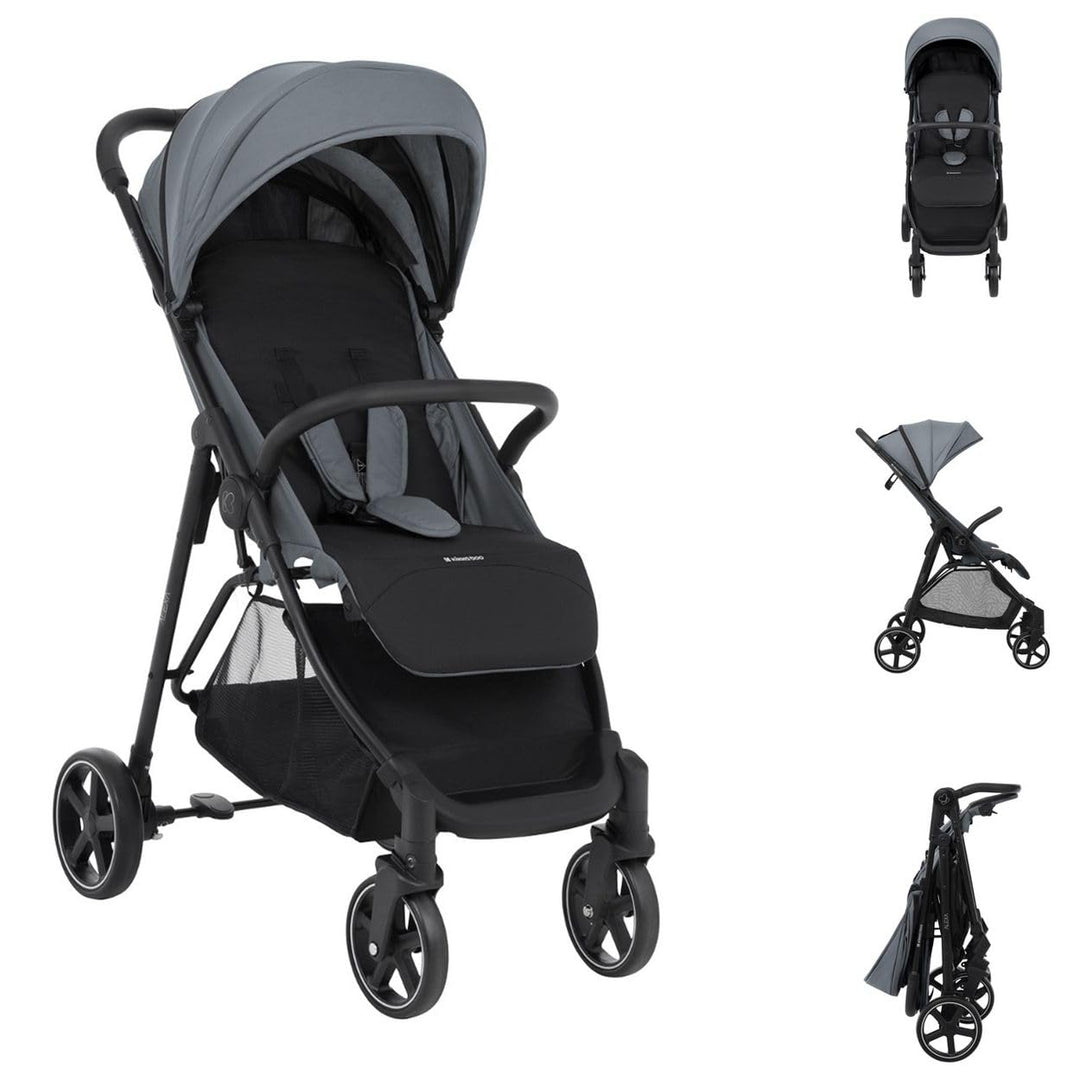 Kikkaboo Kinderwagen, Buggy Alexa 22 kg faltbar, Rückenlehne verstellbar, Gurt grau, grau