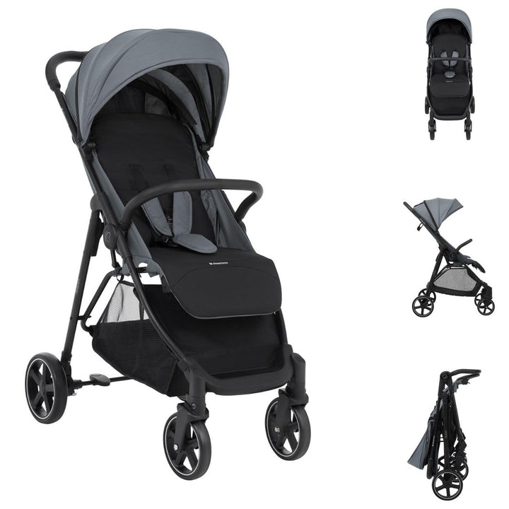 Kikkaboo Kinderwagen, Buggy Alexa 22 kg faltbar, Rückenlehne verstellbar, Gurt grau, grau