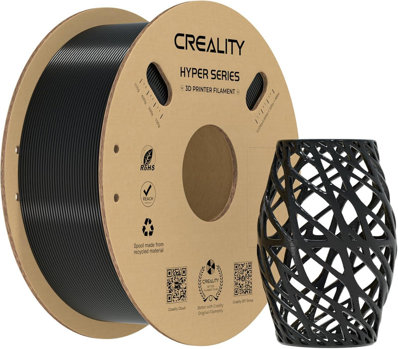 Creality Hyper PETG Filament 1,75mm (Schwarz), 2024 Neues 1kg 3D-Drucker Filament PETG Hochgeschwind
