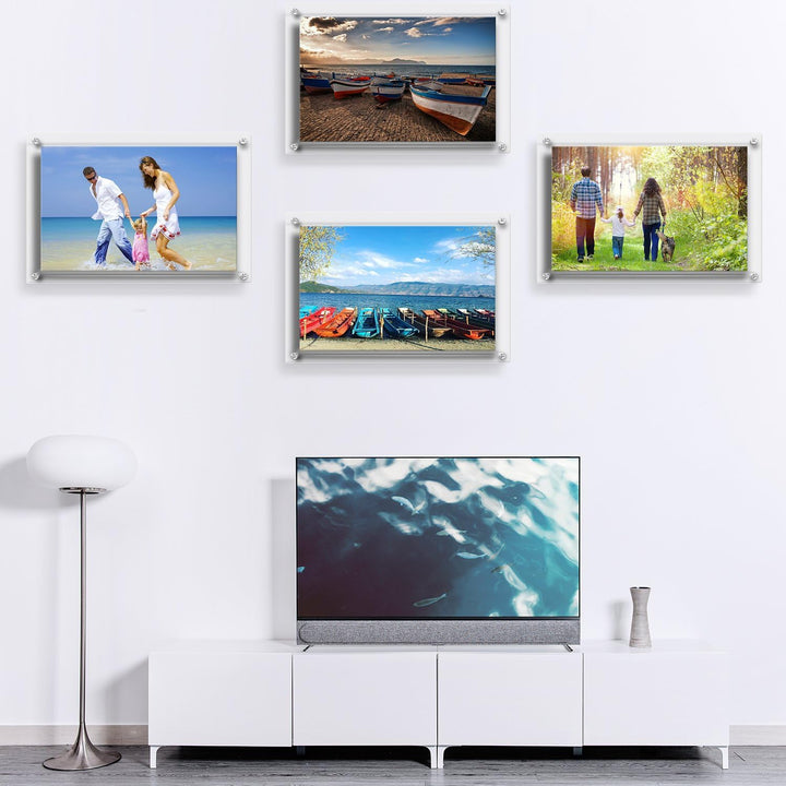 AMEITECH Acryl Bilderrahmen, Doppelte Panel Clear Wandhalter Bilderrahmen hält 32 x 23 cm Bilder A4,