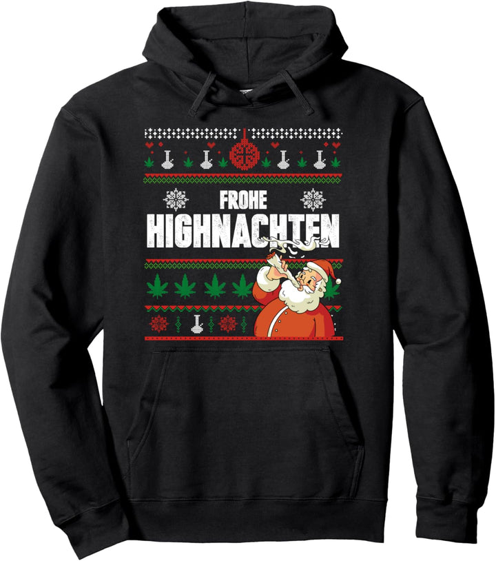 Ugly Christmas Frohe Highnachten Geschenk Weed Marihuana Pullover Hoodie