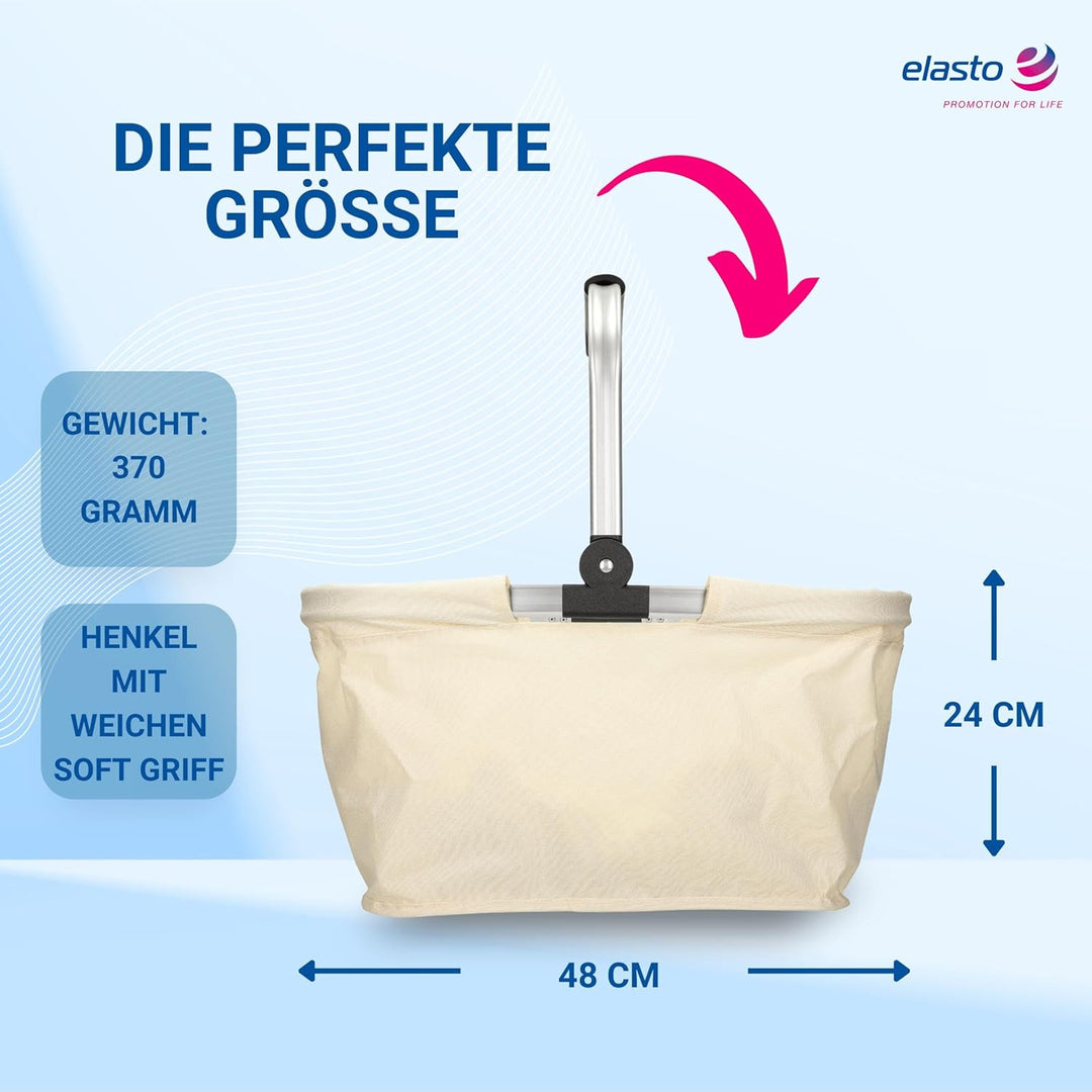 Einkaufskorb 'Carry' - Stabiler und Faltbarer Korb mit Henkel aus Aluminiumrahmen - ca. 30L Korbtasc