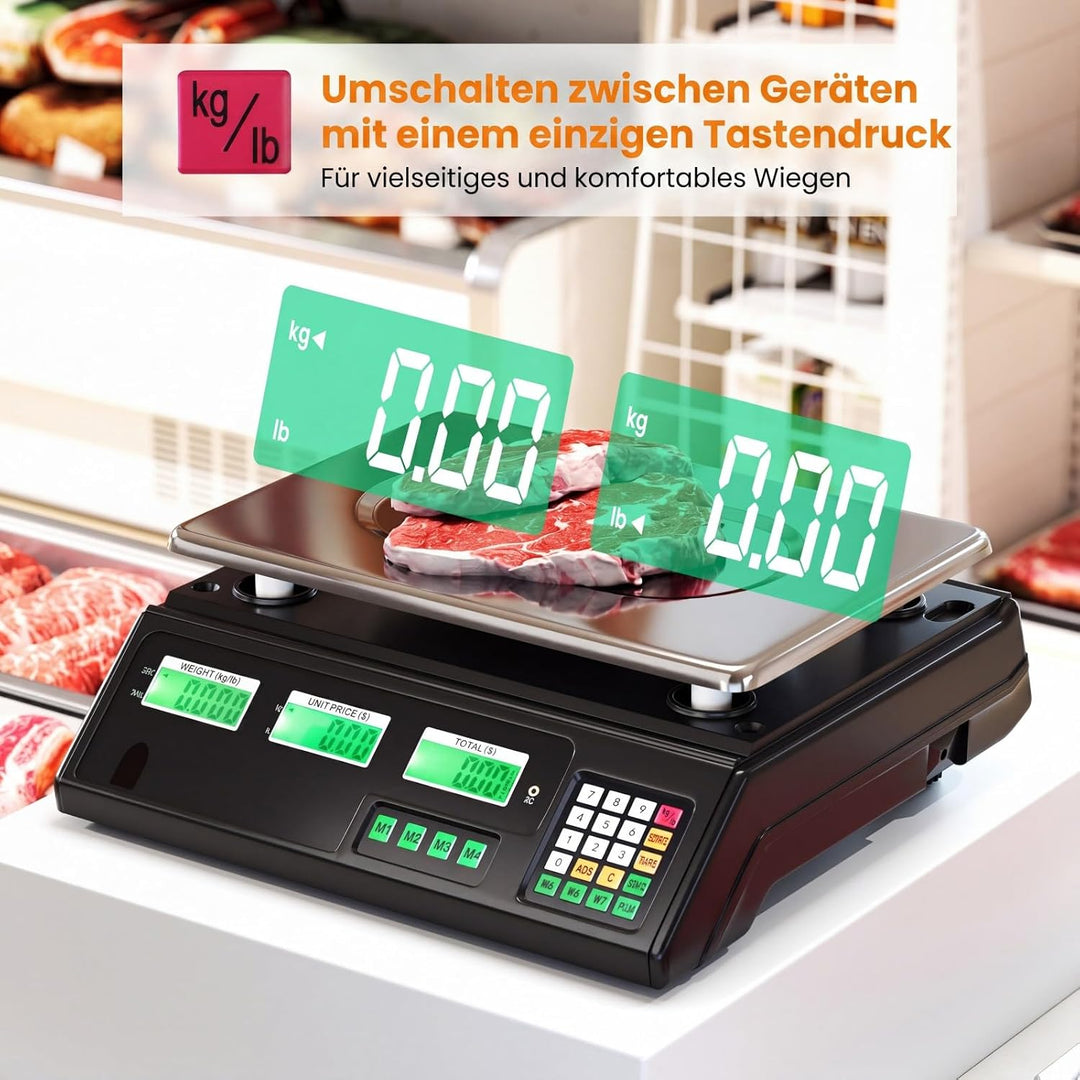 COSTWAY Digitale Ladenwaage 40kg / 5g Genauigkeit, Preiswaage Digitalwaage