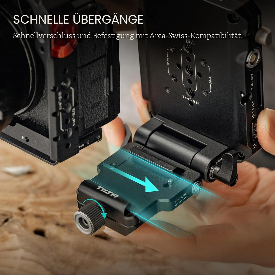 Tilta Verstellbarer ARCA-Empfänger für Mini PD V-Mount-Akkuplatte - Schwarz TA-BTP4-AR-B Nur ARCA-Em